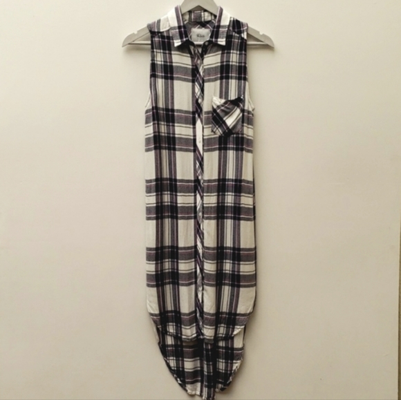 Rails Jordyn Plaid Sleeveless Button Down Midi Shirt Dress Tunic Top Women's XS - Picture 2 of 15
